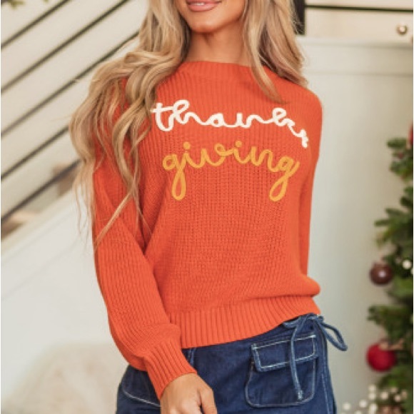 Orange Thanksgiving Sweater - Picture 3 of 3